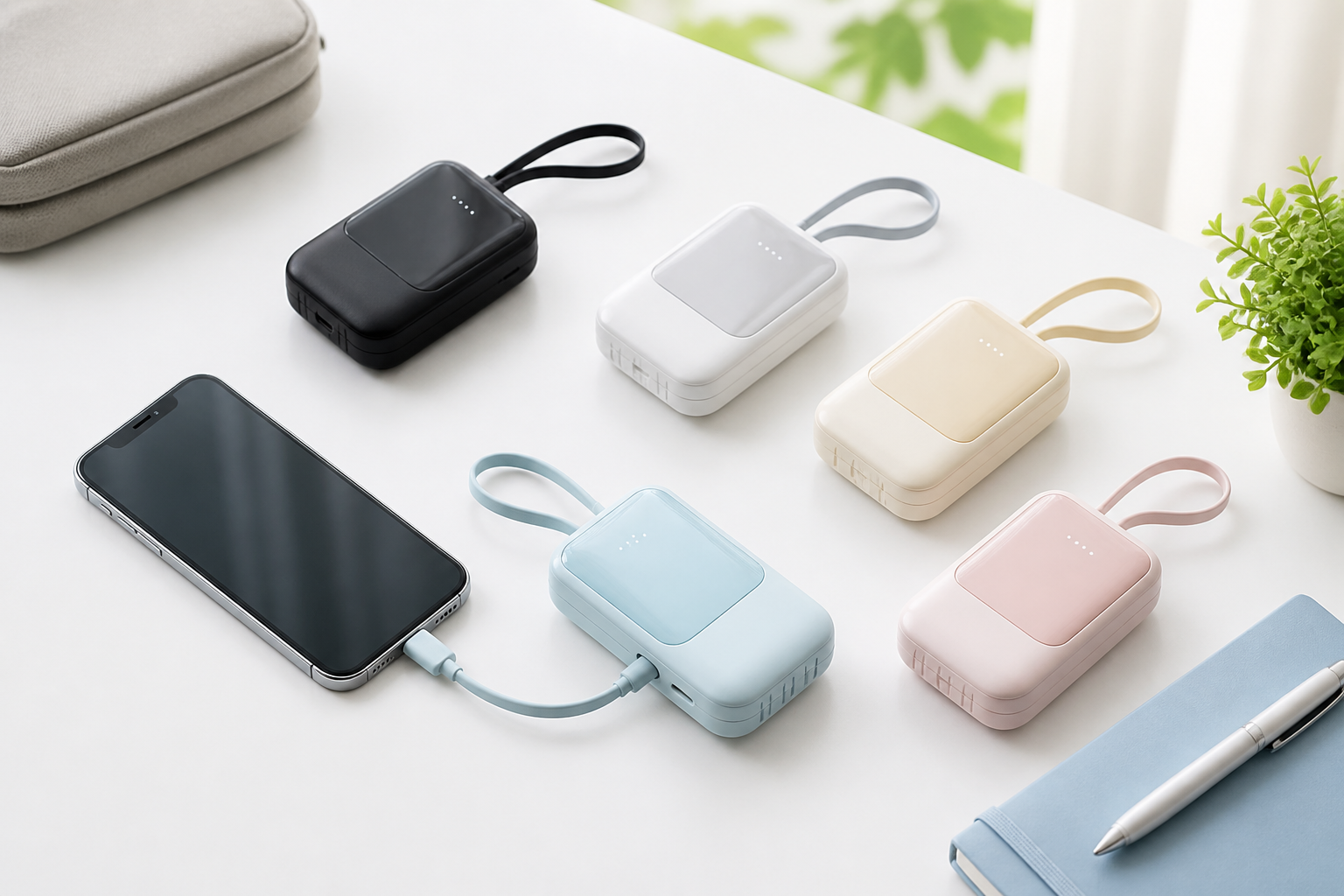 内蔵ケーブル付き大容量モバイルバッテリーのイメージ